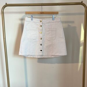 H&M White Mini Skirt with Gold Buttons